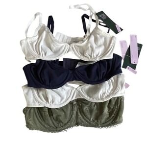 Wild Fable Womens Underwire Bra Bundle 4 Pack White Navy Olive Size 32A NWT